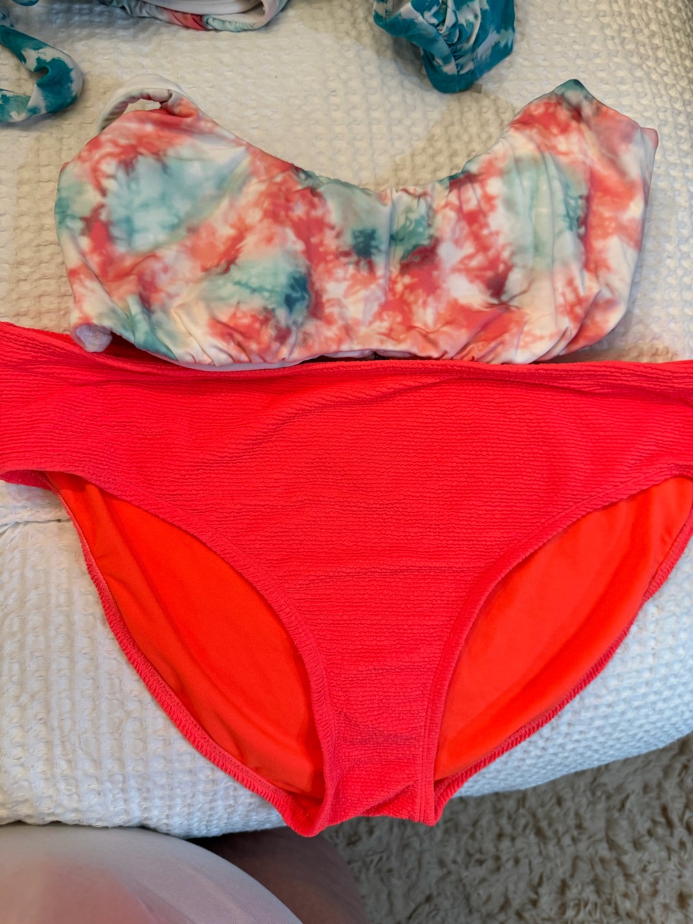 Xhilaration Girls Coral Pink Tie-Dye One-Piece Swim Set